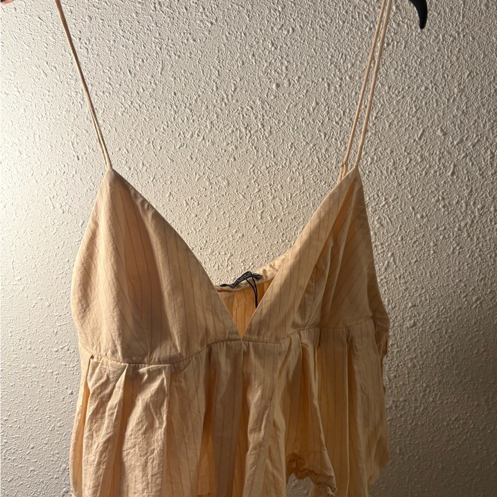 Zara Beige Striped Top